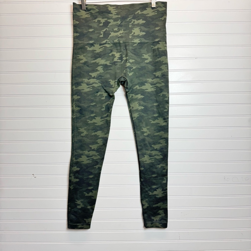 Spanx Look At Me Now Camo Leggings Womens 3X Green Seamless Stretches Activewear